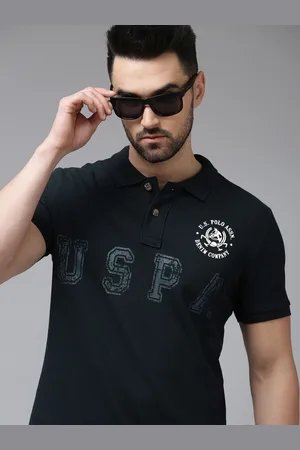 Ralph Lauren Men Navy Blue Brand Logo Printed Polo Collar Pure Cotton T-shirt