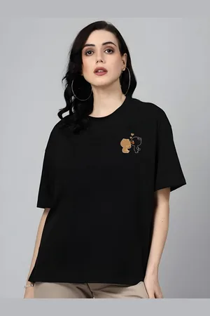 DressBerry Women Graphic Printed Round Neck Cotton Oversized T-shirt