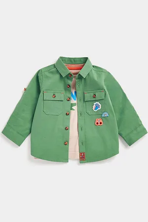 Mothercare Infant Boys Green Printed Pure Cotton Casual Shirt with Tshirt