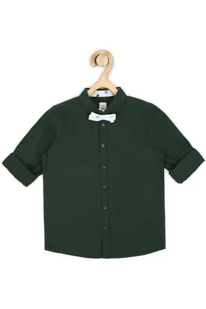 Peter England Boys Green Casual Pure Cotton Shirt