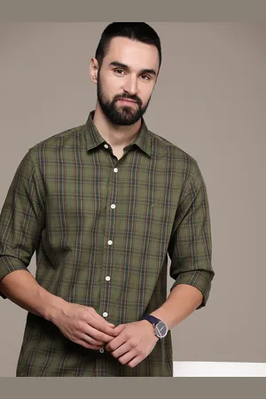 Nautica Slim Fit Tartan Checks Opaque Pure Cotton Casual Shirt