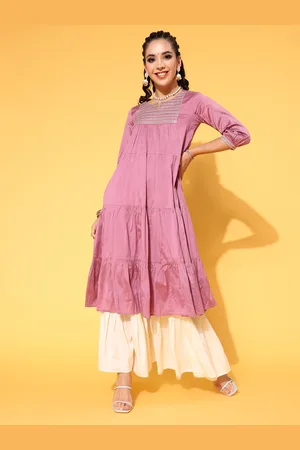 anayna Women Ethnic Motifs Silk Blend Elevated Bottom Kurta Set