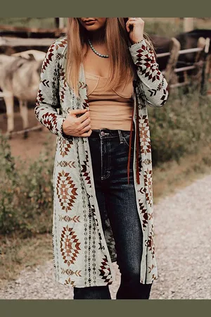 HERE&NOW Women Printed Longline Cardigan