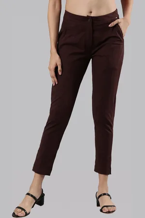 Femmora Women Solid Mid Rise Regular Fit Comfort Cropped Cigarette Trousers