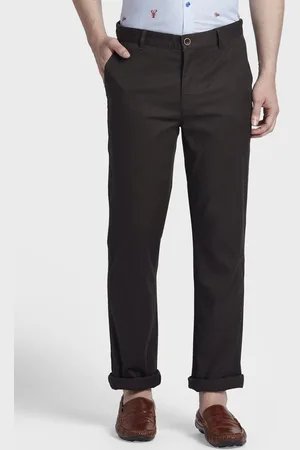 ColorPlus Men Brown Tapered Fit Solid Regular Trousers
