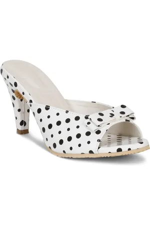 Misto White & Black Printed PU Peep Toes with Bows