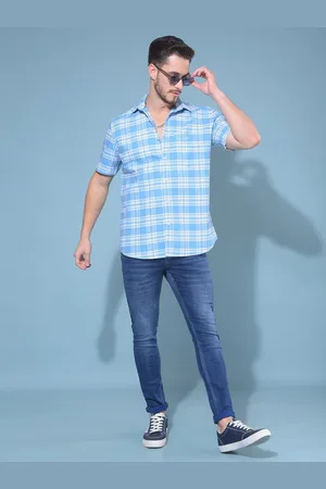 Crimsoune Club Resort Collar Slim Fit Checked Cotton Casual Shirt