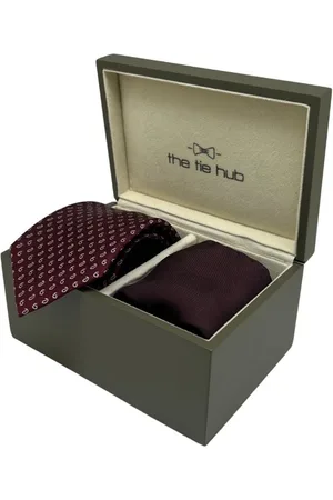 The Tie Hub Men Formal Printed Necktie & Pocket Square Accessory Gift Set