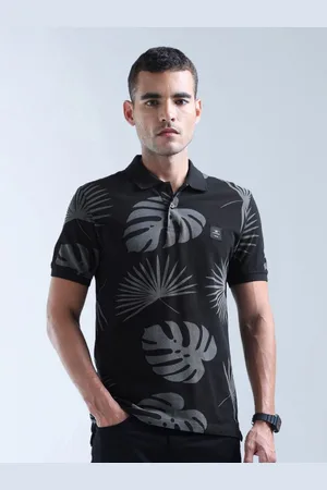 Flying Machine Men Floral Printed Polo Collar Pockets T-shirt