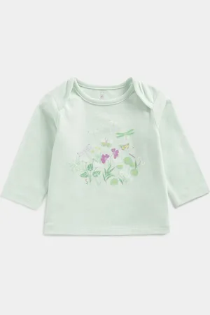 Mothercare Girls Floral Printed Round Neck Pure Cotton T-shirt