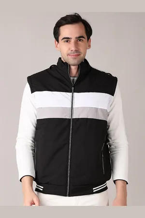 V-Mart Men Mock Collar Striped Cotton Casual Padded Jacket