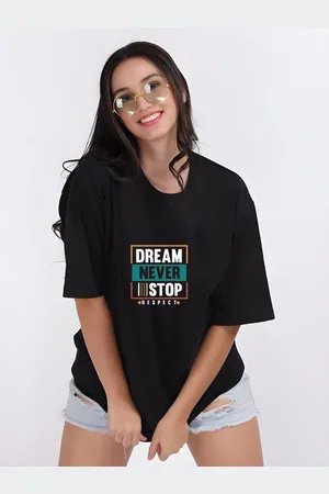 Moda Rapido Women Typography Printed Round Neck Cotton Oversized T-shirt