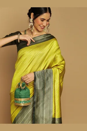 Satrani Green Ethnic Motifs Zari Art Silk Kanjeevaram Saree