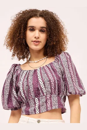 Mayra Women Floral Printed Cotton Blouson Crop Top