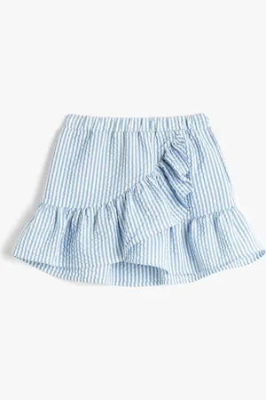 Koton Girls Striped Ruffles Flared Mini Skirt