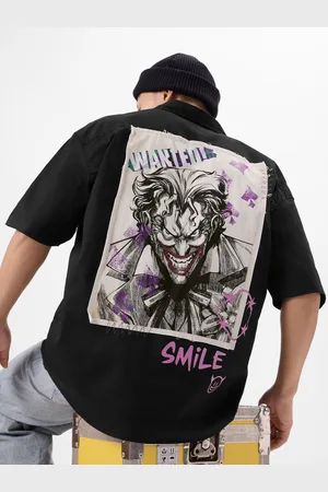 The Souled Store Men Spread Collar Graphic Printed Cotton Oversized Casual Shirt