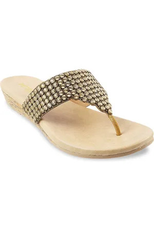 Metro Gold-Toned Embellished Wedge Sandals