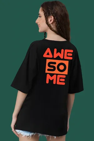 DressBerry Women Typography Printed Round Neck Cotton Oversized T-shirt