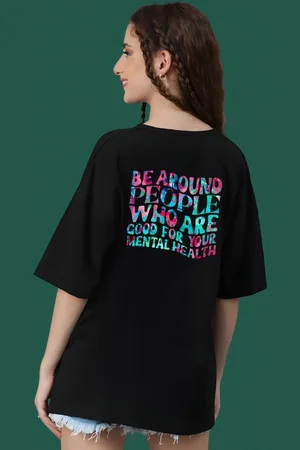 DressBerry Women Typography Printed Round Neck Cotton Oversized T-shirt