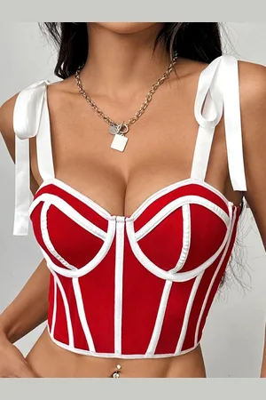 HERE&NOW Womens Polyester Shoulder Straps Sleeveless Bralette Crop Top