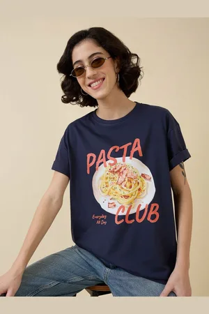 Mast & Harbour Women Printed Raw Edge T-shirt