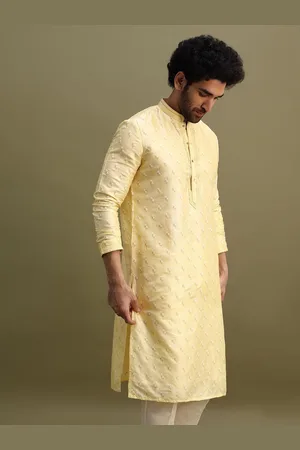 KALKI Fashion Floral Embroidered Mandarin Collar Thread Work Straight Kurta With Trouser