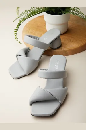 Tokyo Talkies Grey Colourblocked PU Block Pumps