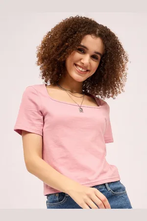 Mayra Women Solid Scoop Neck Cotton T-shirt