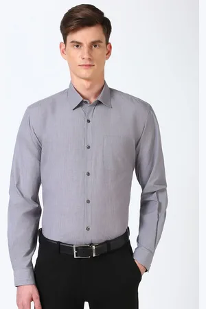 Peter England Men Spread Collar Solid Casual Shirt