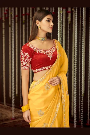 Trendmalls Embellished Sequinned Organza Heavy Work Saree