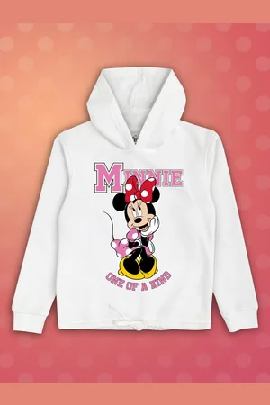 Kidsville Girls White Mickey & Friends Printed Hooded Sweatshirt