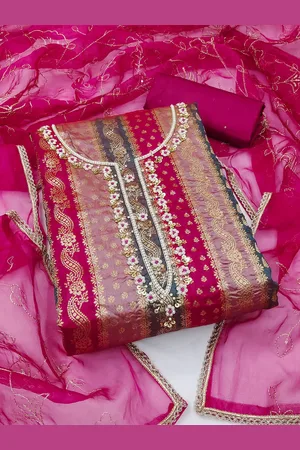 MANVAA Ethnic Embroidered Unstitched Dress Material