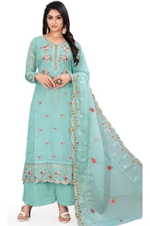 Stylee Lifestyle Floral Embroidered Organza Unstitched Dress Material
