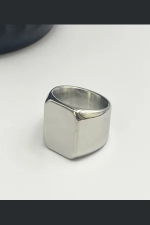 Roadster The Lifestyle Co Silver Plated Signet Square Finger Ring