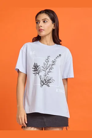 Mast & Harbour Women Floral Printed Round Neck Cotton Relaxed Fit T-shirt