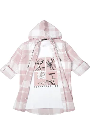CAVIO Boys Pack Of 2 Comfort Hood Tartan Checked Cotton Casual Shirts