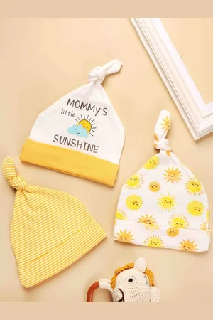 KICKS & CRAWL Kids Pack of 3 Cotton Beanie
