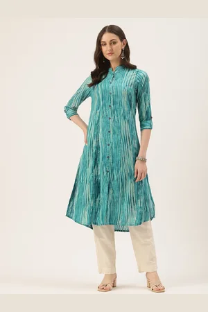 Amukti Abstract Printed Roll Up Sleeves Kurta