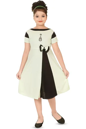 BAESD Girls Colourblocked Crepe Fit & Flare Dress