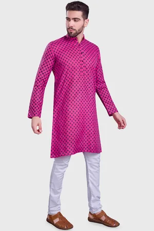 SHIWAM ETHNIX Mandarin Collar Printed Regular Straight Kurta with Pyjamas