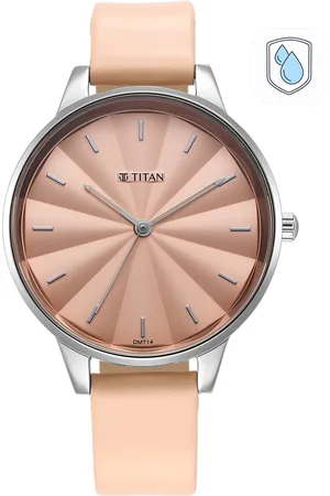 Titan Women Brass Dial & Leather Straps Analogue Watch