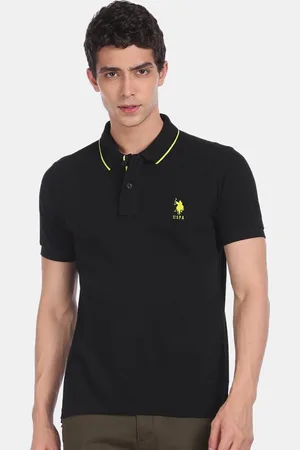 U.S. Polo Assn. Men Black Polo Collar T-shirt