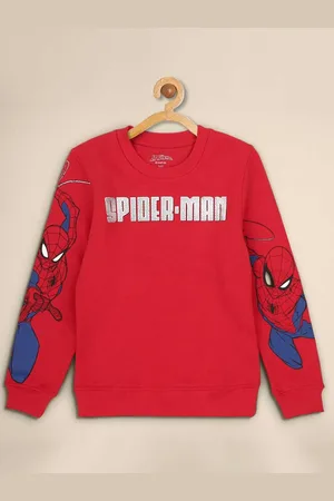 Kidsville Boys Red Spiderman Printed Cotton Sweatshirt
