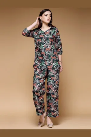 Moda Rapido Printed Long Sleeves Top With Trousers Co-Ord Set