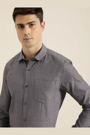 Invictus Men Grey & Maroon Slim Fit Ditsy Floral Printed Formal Shirt