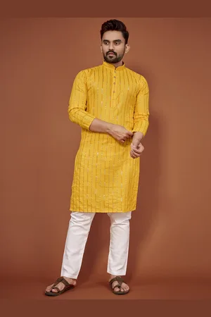 Anaita Striped Embellished Mandarin Collar Sequinned Regular Cotton Straight Kurta