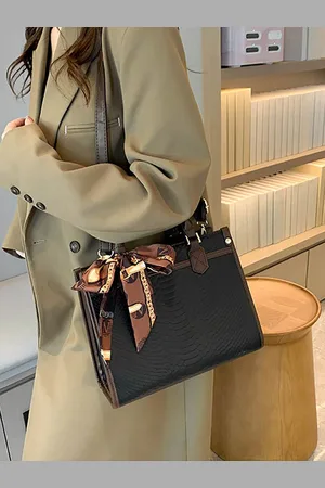 Styli Textured Structured Handheld Bag With Scarf