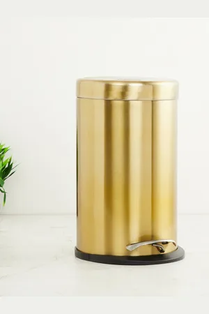 Home Centre Gold Solid Stainless Steel Waste Bin