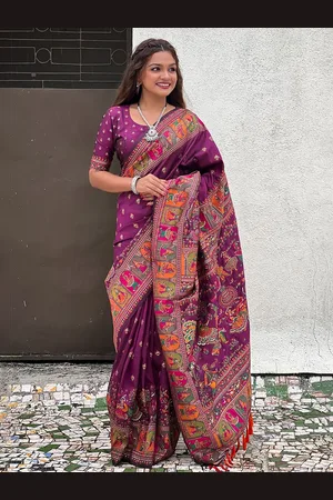 all about you Woven Design Silk Blend Saree
