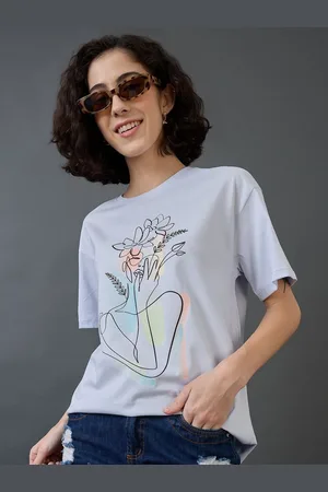 Mast & Harbour Women Printed Raw Edge T-shirt